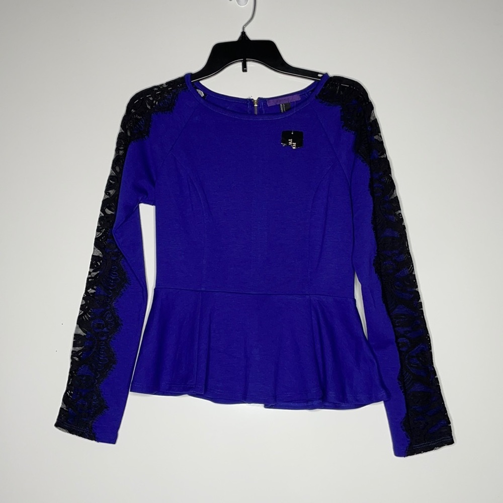 NWT Forever 21‎ Long Sleeve Blouse sz Lg Blue/black